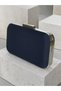 Navy Blue Color Z.A.R.A. Satin Crystal Stone Embroidered Chain Women's Evening Dress Bag Wedding Engagement Graduation - 5