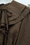 Wide Collar Tie-Up Sleeve Elastic Skirt Cupra Set - Brown - 3