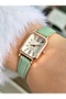 Women's Wristwatch Rose Gold Light Green Leather Strap Casual and Stylish Combination Gift Boxed
