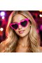 Fuchsia Pink Retro Heart Glasses – 80S 90S Style Party Glasses - 3