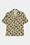 Men's Women's Relax Fit Summer Ash Collar Patterned Viscose Short Sleeve Oversize Shirt