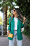 Dark Green Sleeve Gather Detail Blazer - 3