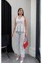 Black and White Polka Dot Halter Neck Flounce Blouse and Pants Set Stylish Summer Combination - 4