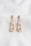 Pearl Long Metal Top Flower Earrings 5 Cm. - 3