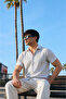 Men's Trendy Polo Collar Slim Fit Textured Gray Shirt - 5