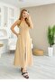 Women's Strap Square Neck Front Zipper Wide Cut Janjan Crepe Dress - 2