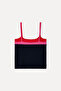 Women's Navy Blue Fitted U-Neck Sleeveless Blouse - 2