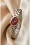 Women's Steel Watch Gold & Silver Mix Band Burgundy Dial Oval Case Vintage Old Money Elegant Stylish Women's Wristwatch Roman Numerals |   Premium Limited Edition 2026 - 2