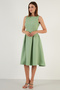 Regular Fit Crew Neck Pleated Midi Length Evening Dress with Pockets and Graduation Dress Dress 6111963 - 5