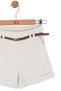 Nk Girl's Belt Detailed Linen Shorts 8-14 Years Old Cream - 2