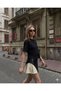 Beli Gathered Black Basic Women's T-Shirt