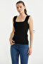 Thick Strap Basic Knitwear Undershirt - Black - 2