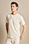 Men's Beige Cotton Blend Logo Crew Neck T-Shirt - 2