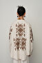 Women's Back and Sleeve Brown Embroidered Bohemian Oversize Kimono