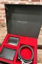 Men's Black 4-Piece Gift & Groom Dowry Set - 100% Genuine Leather Belt, Vertical Wallet, Card Holder, and Leather Slippers with Logo - 3