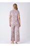 Patterned Shirt Collar Women's Pajama Set - 3