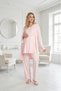 New Season Pink Maternity Summer Flounce Design 100% Cotton Double Breasted Short Sleeve Dressing Gown Pajama Set - 6