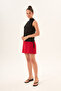 Red High Waist A-Line Mini Skirt - 7