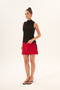 Red High Waist A-Line Mini Skirt - 6