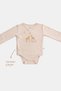 Natural Modal Cotton Newborn Double-Breasted Bodysuit Long Sleeve Snap Fastener Kimono Bodysuit L Safari Ecru - 8