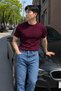 Old Money Fit Crew Neck Striped Knitwear T-Shirt – Slim Fit Premium Brown - 2