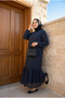 Women's Chiffon Navy Blue Minimal Patterned Layered Hijab Dress – Stylish Summer Long Dress - 2