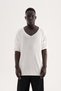 Men's V-Neck Knitwear T-Shirt Ecru