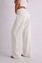 High Waist Button Detailed Wide Leg Stylish Comfortable Women's Trousers - 4