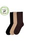 3-Piece Natural Bamboo Elastic-Free Unisex Socks Black Beige Brown - 2