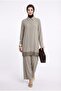 Lace Detailed Hidden Button Trousers Double Suit Stone 26Yt664