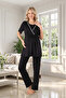 New Season Black Double-Breasted Collar Short Sleeve Design Ribbed Summer Maternity Pajama Set - 7