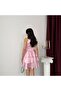 Powder Halter Neck Satin Short Evening Dress - 5