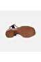 Women's Black Buckle Thick Heeled Leather Sandals - 6