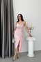 Powder Stone Embroidered Strapless Midi Evening Dress