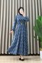 Mi̇hri̇ban Abi̇ye Glittery Stone Fabric Women's Blue Stylish Wedding Evening Dress with a Belt