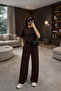 Morena Osho Fabric Women's Comfortable Summer Short Sleeve Double Bottom Top Set Brown 2026 - 2