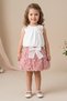 Baby Girl Birthday Party Wedding Dress Double Set Sleeveless Rose Bow Tutu Lined - 5
