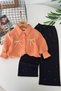 My Little One's Girls' 2-Piece Set with Pearlized Muslin Shirt - Orange
