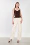 Women's degaje neckline strappy blouse - bitter brown - 3