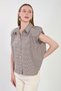 Women's Gingham Sleeveless Shirt - Brown - 4