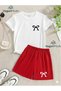 Mini Ribbon Printed T-Shirt Shorts Summer Children's Set