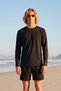 Men's Long Sleeve Swim Pool T-Shirt Sea Surf T-Shirt 26901 Black
