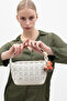 Women's Mini Shoulder Bag Knitted Textured Modern Design Accessory Detailed White