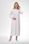 Women's Floral Patterned 4-Piece Large Size Long and Short Sleeve Set Dressing Gown-Nightgown-Pajama (Buttoned through) Set %100 Cotton - 4