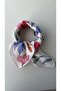 Beige Cream Floral Patterned Women's Scarf Bandana 50X50 cm Standard Size Hair Neck Bag Accessory - 2