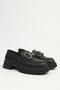 Women's Black Thick Sole Metal Buckle Loafer Shoes - 3
