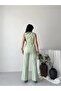 Women's Gold Buttoned Belted Vest Fabric Trousers Set - 8