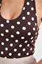 Women's Standard Fit Regular Cut Halter Neck Sleeveless Polka Dot Brown Blouse - 5