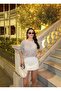 Women's Blouse Sequined Mesh Knit Short Sleeve Metallic Sparkle See-Through Top - 5