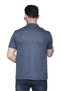 Blue Men's Dad and Middle-Aged Combed Cotton T-Shirt with Collar and Pocket, Jacquard Fabric, Classic Cut - 4